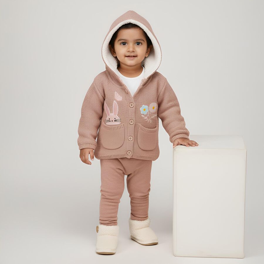 Infants Light Pink Crew Neck Casual Pullover, हल्का गुलाबी, large image number null